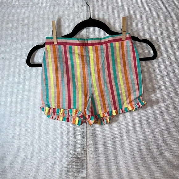 BONNIE JEAN Rainbow Striped Ruffle Hem Girls Shorts Size 6 - Picture 1 of 6